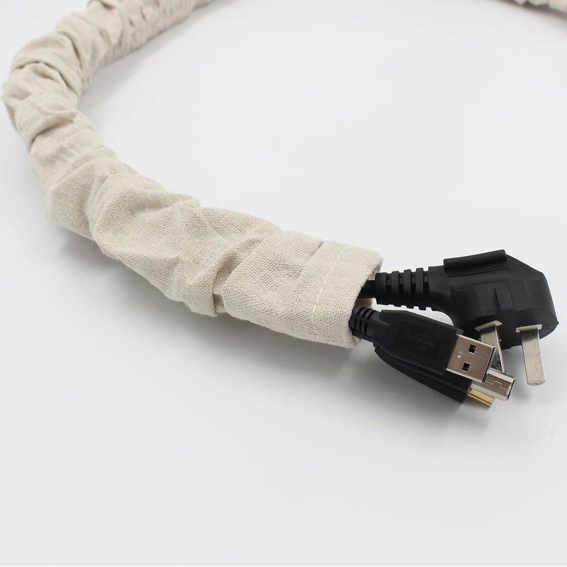 Hkoaodeo Fabric Cord Cover, 2 Pcs 6 Feet and 2 Pcs 4 Feet Chain Cable Sleeve, Chandelier Lighting Wire Cord Cover for Lamps Light Fixtures Lighting Wires Cable Management, Pleat Effect - Image 4